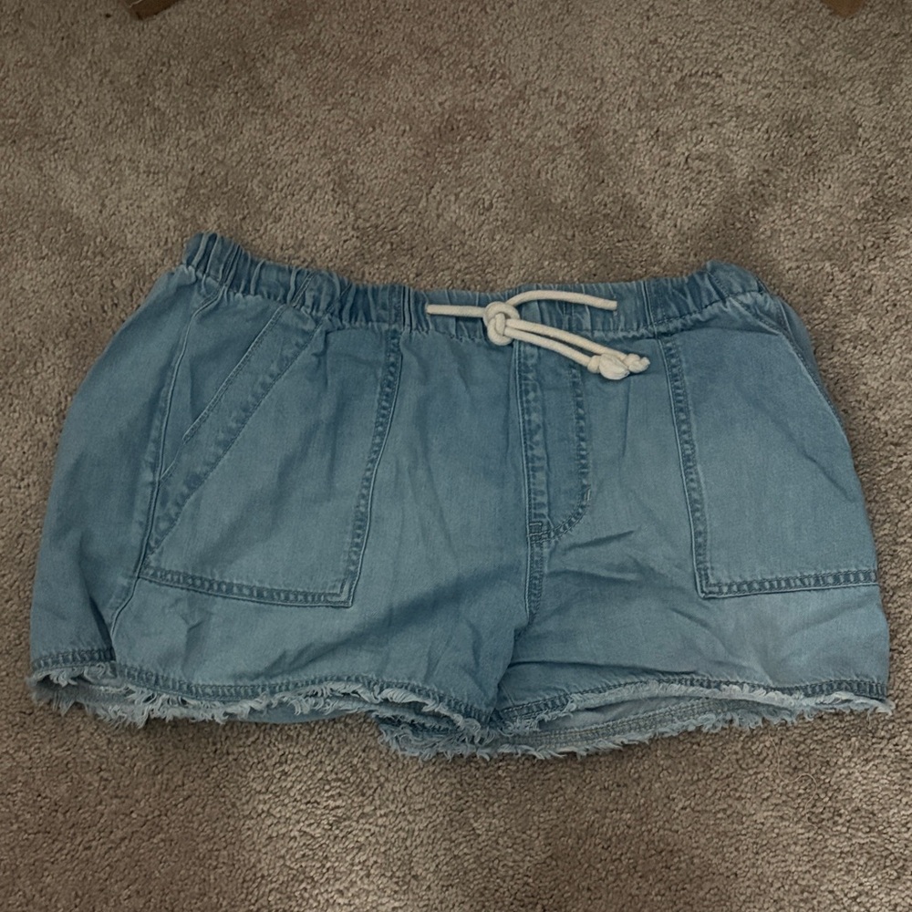 Celebrity Pink Light Blue Denim Drawstring Shorts